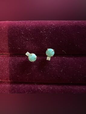 Jade & CZ Stud Earrings